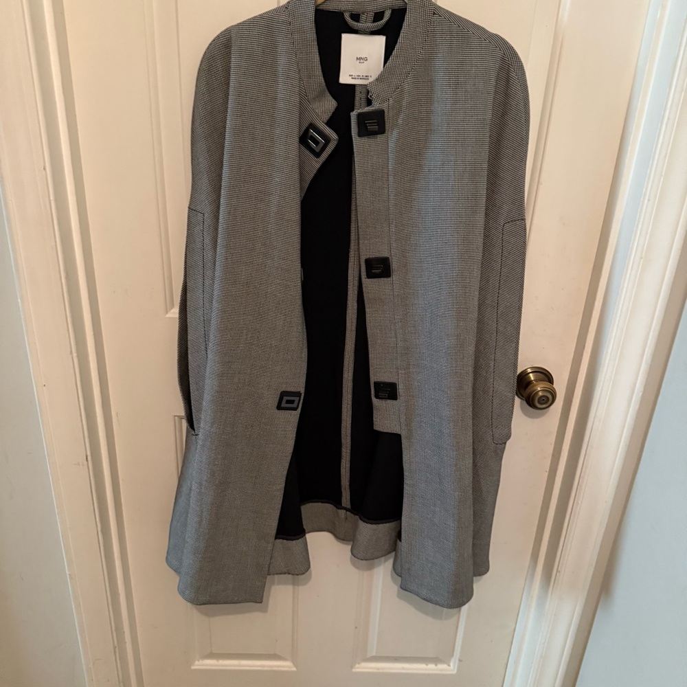 MNG Houndstooth Swing Coat Chic Size M Unique Vintage - Picture 5 of 10